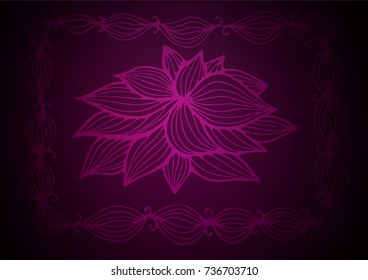 Dark Pink vector natural abstract pattern. A vague abstract illustration with doodles in Indian style. A completely new design for your business.