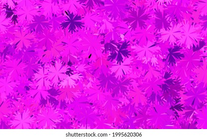 Dark Pink vector natural backdrop with flowers. Shining colored illustration with flowers. New template for your design.