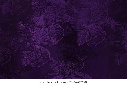 Dunkelrosa, Vektorhintergrund mit Blumen. Farbige Illustration im Doodle-Stil mit Blumen. Handgemalt Design für Web, Prospekte.