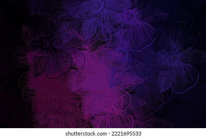 El vector oscuro del fondo natural con flores. Flores de doodle insólitas sobre fondo blanco. Nueva plantilla para tu libro de marcas.