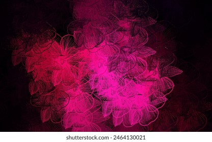 Dark Pink vector natural backdrop with flowers. Sketchy doodle flowers on white background. Template for backgrounds of cell phones.