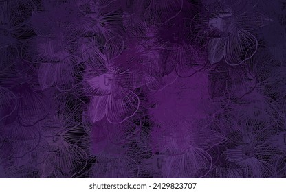 Dark Pink vector natural background with flowers. Abstract illustration with flowers in doodles style. Template for backgrounds of cell phones.