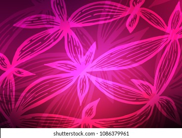 Dark Pink vector natural elegant template. Colorful illustration in abstract style with doodles and Zen tangles. The pattern can be used for wallpapers and coloring books.