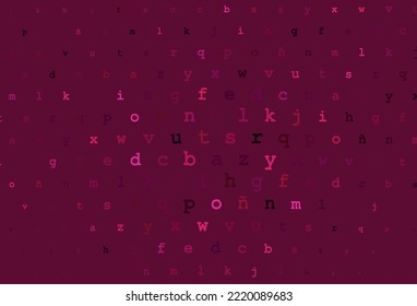 Dark pink vector pattern with ABC symbols. Blurred design in simple style with signs of alphabet. Smart design for your business advert of university.