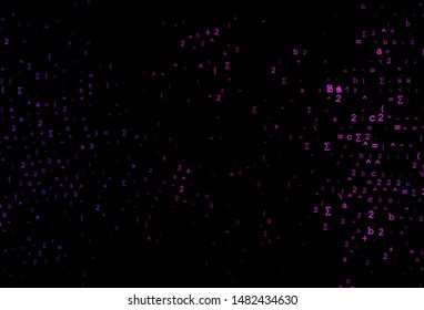 Dark Pink vector pattern with arithmetic signs. Illustration with Numeral symbols on abstract template. Best design for your math college.