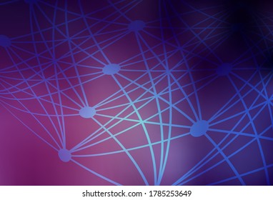 Dark Pink vector pattern with artificial intelligence network. Colorful design in simple style with AI links. Pattern for  poster, banner of technology.