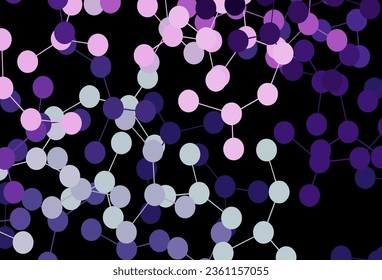 Dark Pink vector pattern with artificial intelligence network. Abstract illustration with links and dots of AI. Design for depiction of cyber innovations.