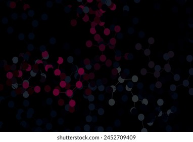 Dark Pink vector pattern with artificial intelligence network. Abstract illustration with links and dots of AI. Design for depiction of cyber innovations.