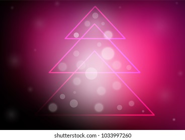 Dark Pink vector pattern with a christmas tree. Shining colored illustration with xmas tree in christmas style. The pattern can be used for new year ad, booklets.