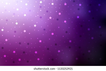 Dark Pink vector pattern with christmas stars. Stars on blurred abstract background with gradient. Smart design for your business advert.