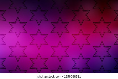 Dark Pink vector pattern with christmas stars. Shining colored illustration with stars. Template for sell phone backgrounds.