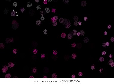 Dark Pink vector pattern with christmas snowflakes. Snow on blurred abstract background with gradient. The pattern can be used for new year leaflets.