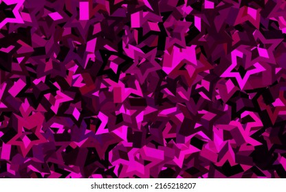 Dark Pink vector pattern with christmas stars. Decorative shining illustration with stars on abstract template. Best design for your ad, poster, banner.