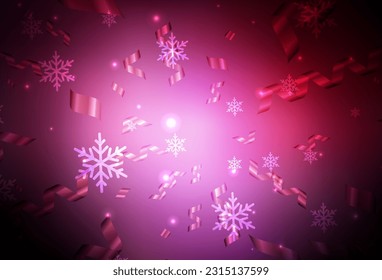 Dark Pink vector pattern in Christmas style. A Smart Illustration with gradient Christmas elements. Template for lettering, typography.