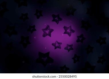 Dark Pink vector pattern with christmas stars. Stars on blurred abstract background with gradient. Pattern for futuristic ad, booklets.