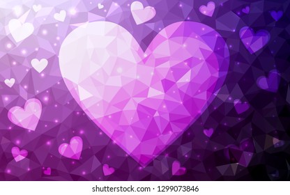 Dark Pink vector  pattern with colorful hearts. Blurred decorative design in doodle style with hearts. Pattern for carnival, festival romantic leaflets.