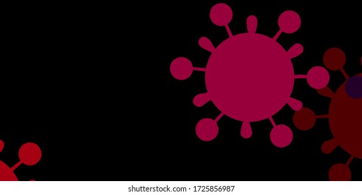 Dark pink vector pattern with coronavirus elements. Smart illustration with covid signs in decorative style. Design for biohazard warning.