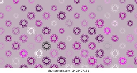 Dark pink vector pattern with coronavirus elements. Simple design in abstract style with infection forms. Simple design against epidemic information.