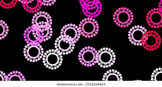 Dark pink vector pattern with coronavirus elements. Colorful  gradient illness symbols in simple abstract style. Simple design against epidemic information.