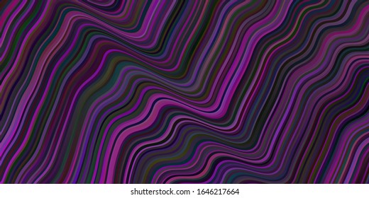 Dark Pink vector pattern with curved lines. Modern gradient abstract illustration with bandy lines. Template for cell phone screens.