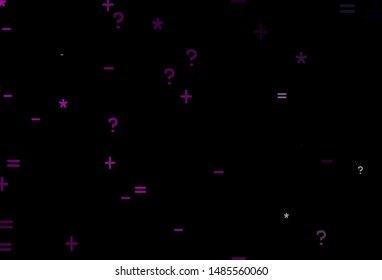 Dark Pink vector pattern with Digit symbols. Illustration with Numeral symbols on abstract template. Pattern for posters, banners of math books.