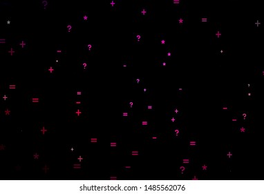 Dark Pink vector pattern with Digit symbols. Illustration with Numeral symbols on abstract template. Smart design for university advert.