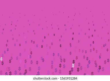 Dark Pink vector pattern with Dollar. Colored symbols of all currency on white background. The pattern can be used as ads, poster, banner for payments.