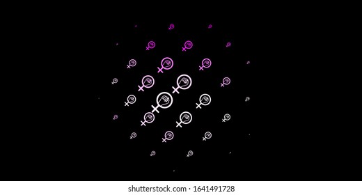 Dark Pink vector pattern with feminism elements. Colorful illustration with gradient feminism shapes. Best design to show the power of women.