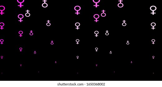 Dark Pink vector pattern with feminism elements. Colorful illustration with gradient feminism shapes. Elegant design for wallpapers.