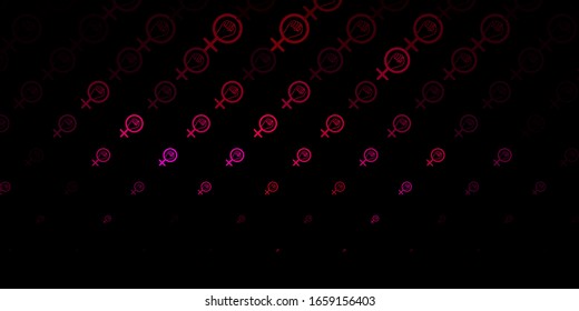 Dark Pink vector pattern with feminism elements. Abstract illustration with a depiction of women's power. Simple design for your web site.