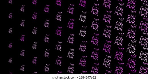 Dark Pink vector pattern with feminism elements. Colorful feminism symbols with a gradient in modern style. Best design to show the power of women.