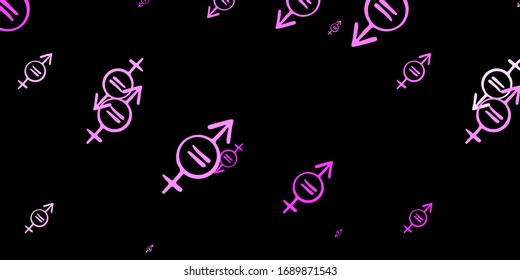 Dark Pink vector pattern with feminism elements. Colorful feminism symbols with a gradient in modern style. Background for International Women’s Day.