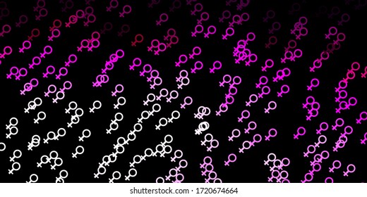 Dark Pink vector pattern with feminism elements. Abstract illustration with a depiction of women's power. Simple design for your web site.