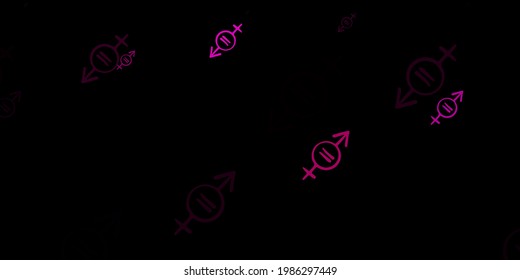 Dark Pink vector pattern with feminism elements. Colorful illustration with gradient feminism shapes. Best design to show the power of women.