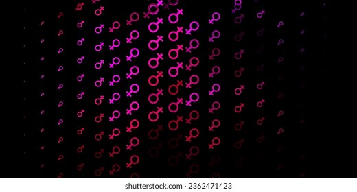 Dark Pink vector pattern with feminism elements. Abstract illustration with a depiction of women's power. Background for International Women’s Day.