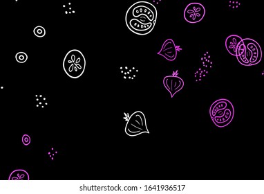 Dark Pink vector pattern with fresh ingredients. Beautiful colorful illustration with food in doodle style. Pattern for ad, booklets, leaflets of restaurants.