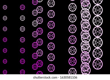 Dark Pink vector pattern with magic elements. Illustration with magical signs of spiritual power. Best design halloween events.