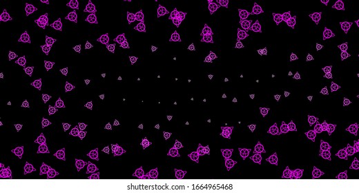 Dark Pink vector pattern with magic elements. Colorful vintage illustration with gradient alchemy shapes. Simple base for your occult design.