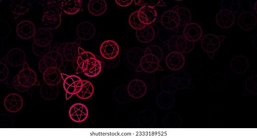 Dark Pink vector pattern with magic elements. Retro design in abstract style with witchcraft forms. Background for esoteric, mystic designs.