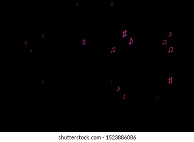 Dark Pink vector pattern with music elements. Shining illustration of colorful gradient music notes. Modern design for wallpapers.