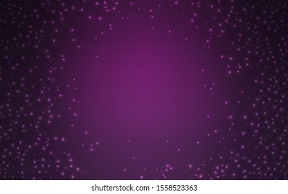 Dark Pink vector pattern with night sky stars. Glitter abstract illustration with colorful cosmic stars. Template for cosmic backgrounds.