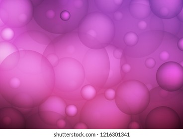 Dark Pink vector pattern with spheres. Illustration with set of shining colorful abstract circles. Pattern can be used as texture of water, rain drops.