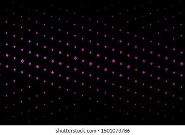 Dark Pink vector pattern with symbol of cards. Colored illustration with hearts, spades, clubs, diamonds. Pattern for leaflets of poker games, events.