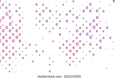 Dark Pink vector pattern with symbols of Euro. Shining colored illustration with Euro signs, EUR. The pattern can be used for financial, investment websites.