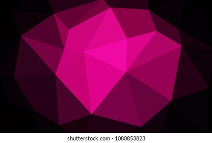 Dark Pink vector polygon abstract background. Glitter abstract illustration with an elegant triangles. Completely new template for your banner.