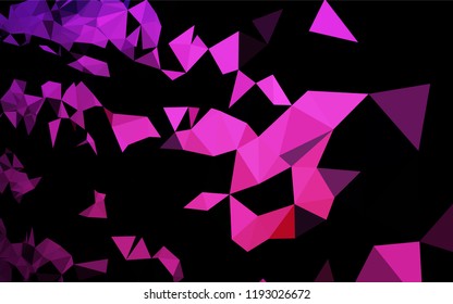 Dark Pink vector polygon abstract layout. Shining illustration, which consist of triangles. Triangular pattern for your business design.