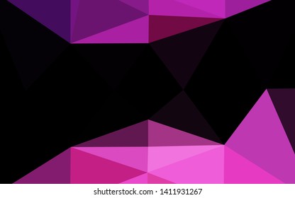 Dark Pink vector polygon abstract backdrop. Shining illustration, which consist of triangles. Textured pattern for background.