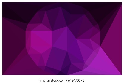 Dark Pink vector polygonal illustration, which consist of triangles with a gemstone in center. Triangular design of a huge diamond for your business. Creative geometric background of gems.