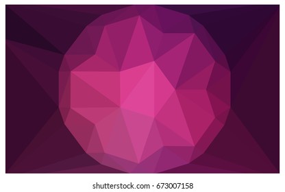 Dark Pink vector polygonal illustration, which consist of triangles with a gemstone in center. Triangular design of a huge diamond for your business. Creative geometric background of gems.