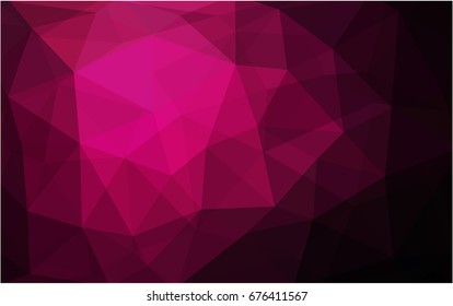 Dark Pink vector polygonal illustration, which consist of triangles. Triangular design for your business. Creative geometric background in Origami style with gradient